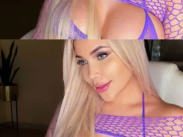 Blonde with Big Boobs Gives Blowjob to Her Dildo on Liv more
