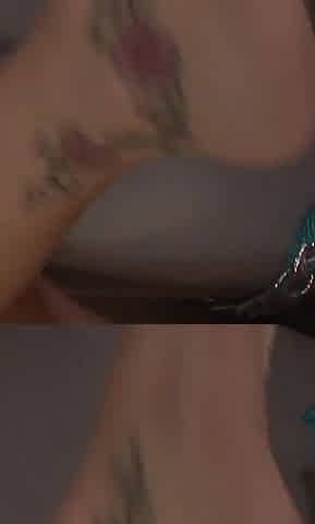 Newly grown up Dani Jensen slut with smooth pussy and tattooed skin spreads her legs to get her pussy stretched