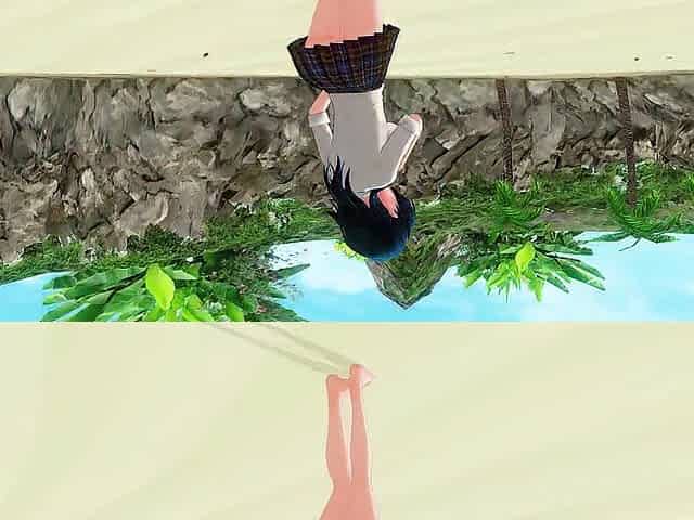 CG ANIME Schoolgirl on the beach after school