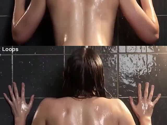 POV honey getting rammed hard from behind, screaming loudly in a modern washroom - AI Generated