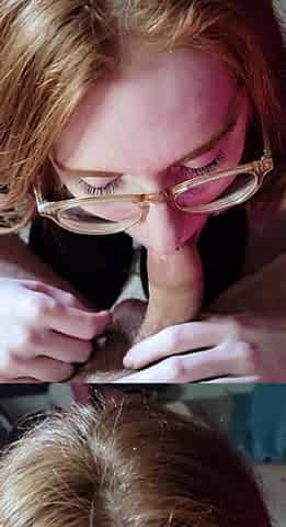 Horny perky redhead teen gives hot blowjob in POV