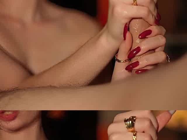 Tugjob. My stepson, mother I'd like to fuck with lengthy red nails and large rings. Jizz flow in my hands.