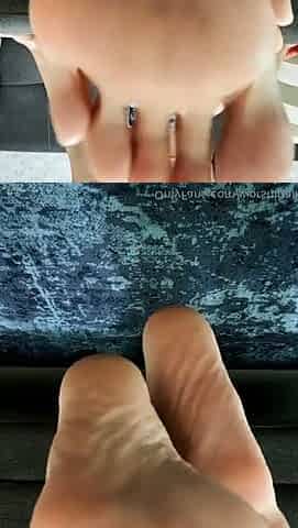 Cute teen girl enjoys foot fetish