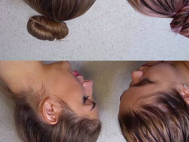 Blonde and brunette lesbian teen belles misbehave