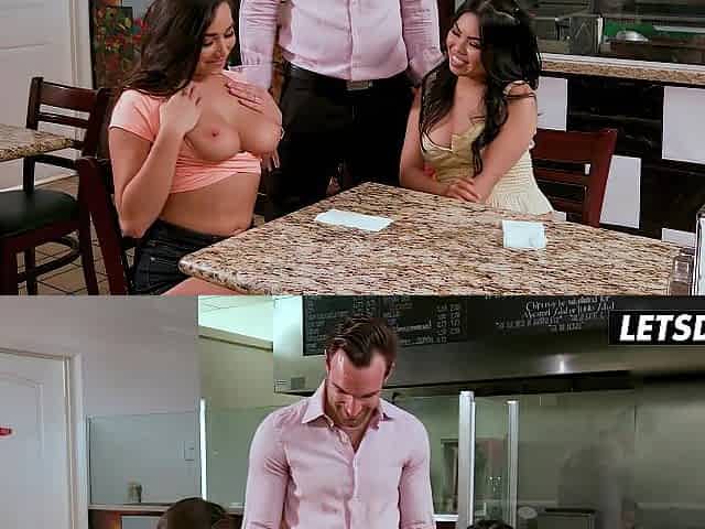 Large-Tit Latin babe Screwing Titfuck Whilst 2 Beauties Suck His Rod... This guy's Outnumbered