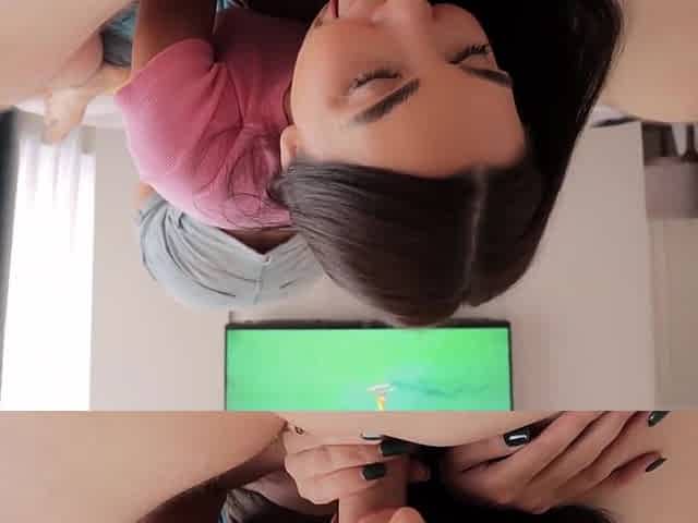 My Sexy Buxom Brunette Step-sis Couldn't Resist the Desire To Try My Boner When She Saw Me Wanking