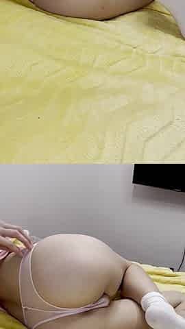 Sexy cutie plays with her vagina on the daybed