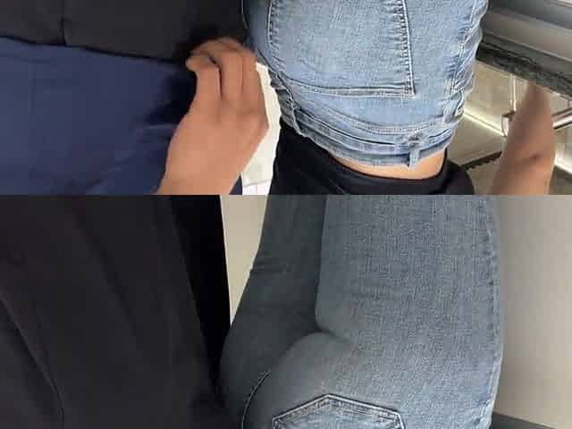 jeans large booty taking a spunk fountain