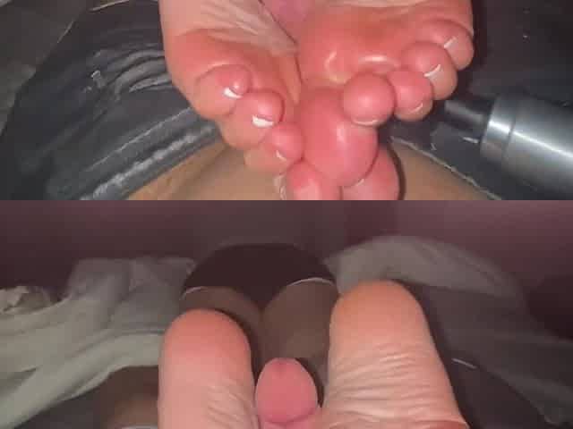 POV Reverse Footjob shiny, wrinkled soles up! ????????
