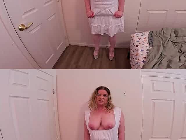 Stepmom In A White Dress Fucked Against The Wall