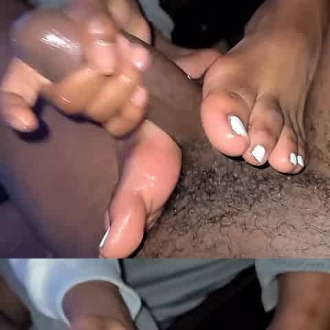 1023FEET stepsister gives coarse oily footjob tugjob post workout