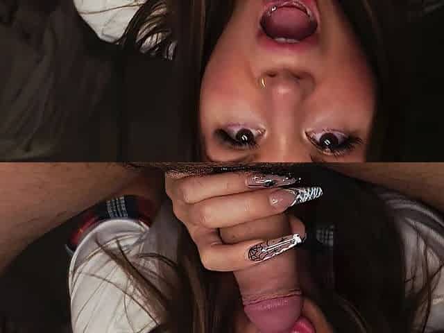 Slow teasing penis worship oral-sex cum in throat