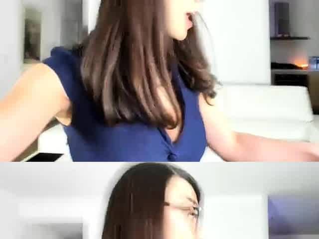 Cute amateur brunette naughty in solo jerking show on camera