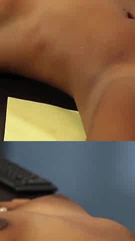 Lesbian Lily Cade fucks mocha beauty Jazzy Jamison with a strap on
