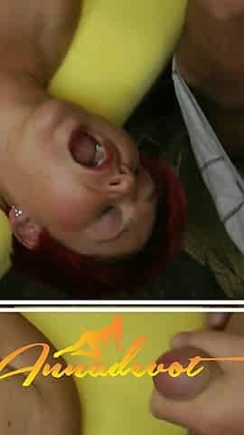 He Cums a Huge Load of Sperm Into My Open Mouth and All Over My Face, I Love Such a Hot Cumshot and Want More of It.
