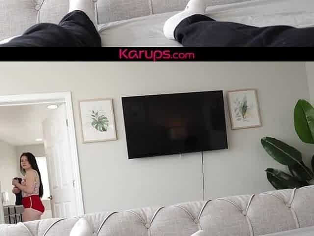 Caught snooping, his dick is pretty soon being sucked & plunged into her sexy twat in a POV bang!