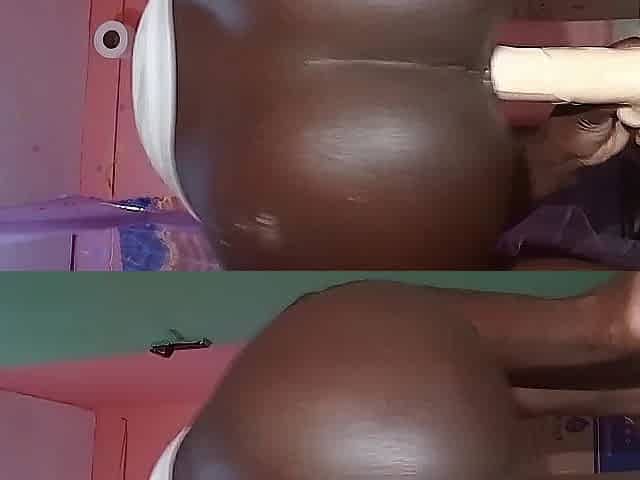Black large butt sex-toy riding