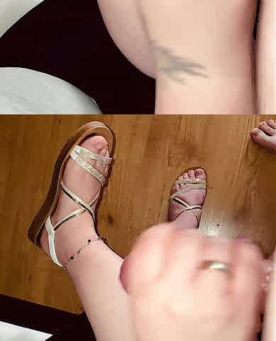 Amateur tugjob and valuable feet