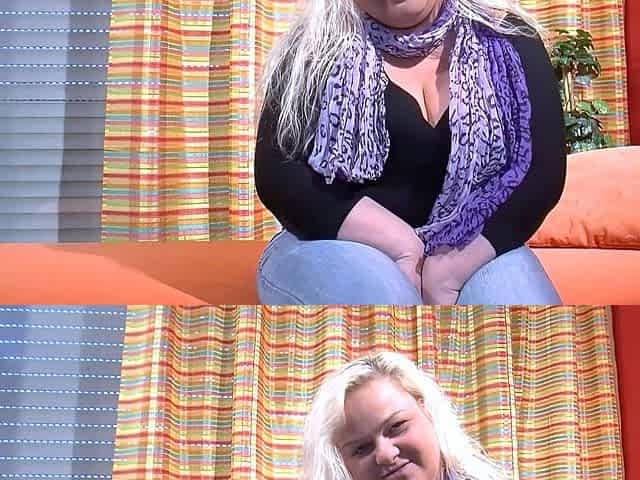 Fat blonde German housewife persuaded to solo casting