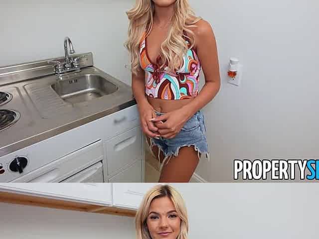 Lacy Tate Bangs Landlord for Cheap Rent - Cute Blond Tenant Sucks Large Schlong & Takes Facial (Full Episode)