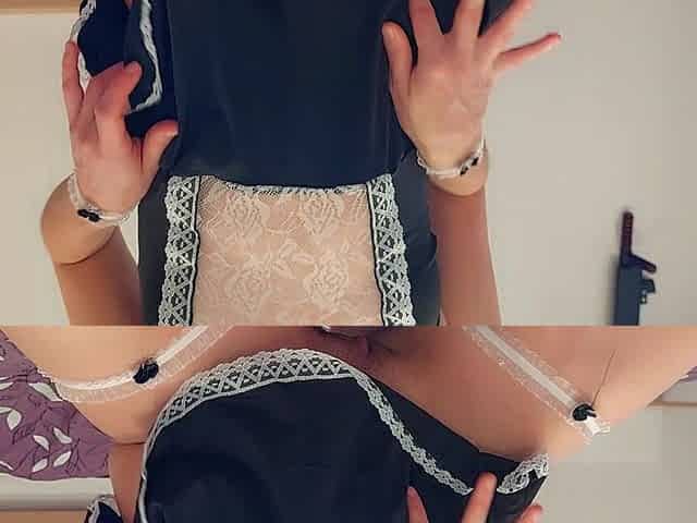 Today I am your sexy maid who caresses her pussy with her fingers