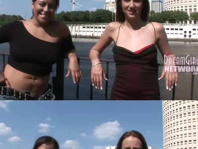 Latin chick Lesbian babes Flash In Public And In A Limo