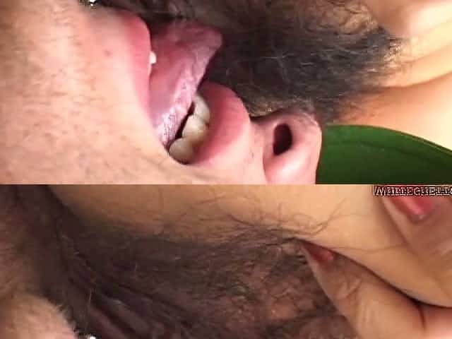 Asian chick with extremely bushy pussy gets fucked hard