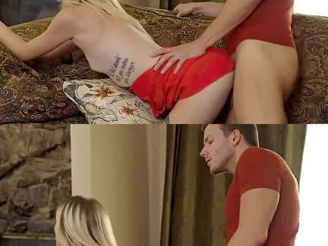Skinny Blonde Teen 18+ Spreads Legs To Make Out