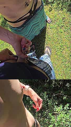 Quick tugjob at the park