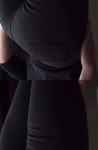 Sexy MILF In Tight Black Jeans Flashing White Thong Whale Tail