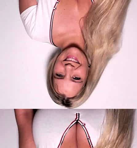 Cute blonde with big boobs solo