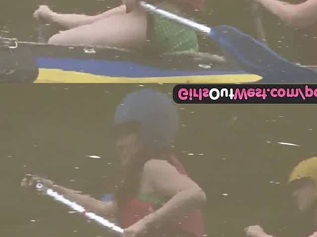Bushy amateur hotty fingered in rafting trio