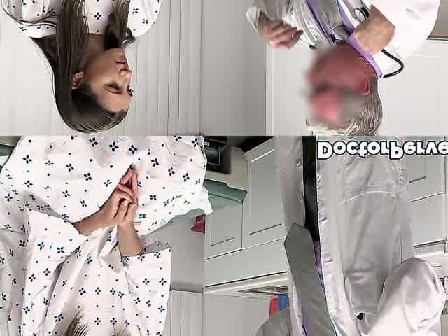 Brunette Maya Woulfe was reluctant at first but the pervy doctor was very persuasive