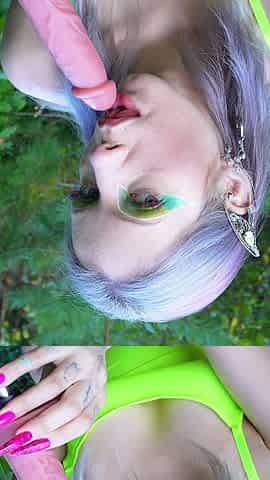 I'm the Only Elf in the Forest, Pleasuring My Pussy with a Big Dildo and Cumming with a Squirt - in Nature!