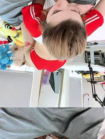 POV blowjob footjob handjob with Karla Kush eating cum