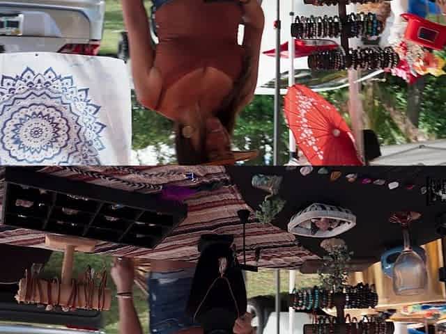 She shows us her tits at Flea Market