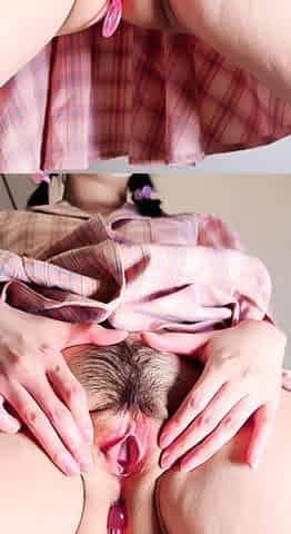Masturbation close up in heels fishnet stockings and panties