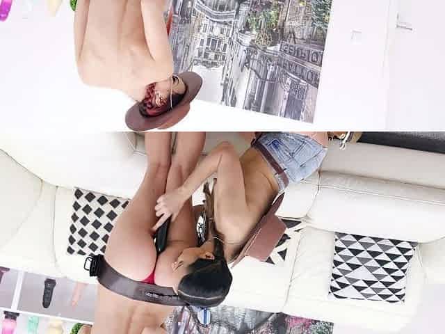 Hot brunette mia bangg gives pov blowjob before threesome