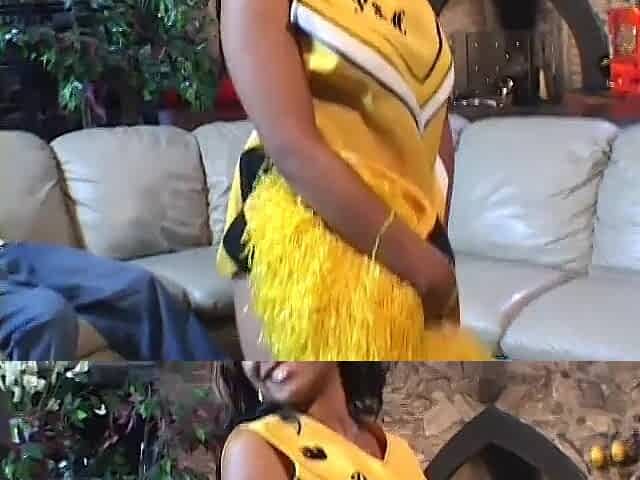 Ebony cheerleader gets her cunt slammed