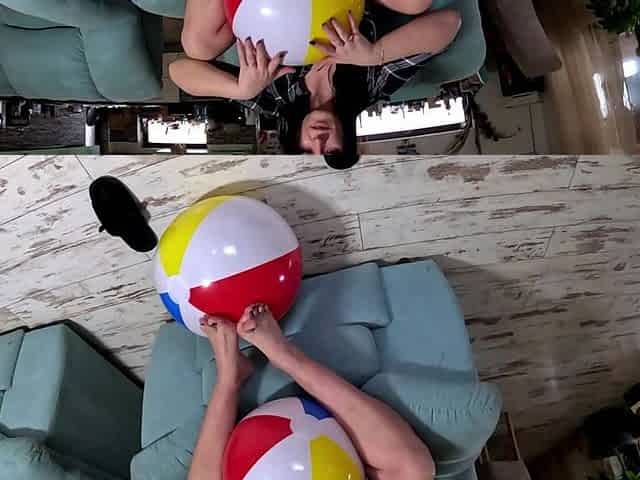 Beach Ball Pressure Play Barefoot Squeeze, Cameltoe & Thigh Crushing