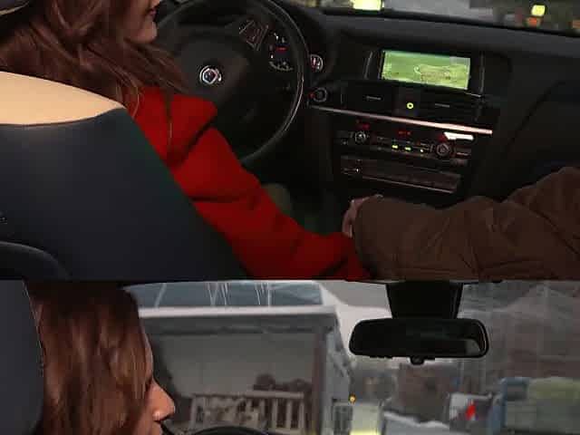 Fascinating large booty brunette hair screws in the car and in the office