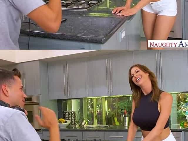 Curvy big tited milf in high heels is getting fucked hard, while on the kitchen table