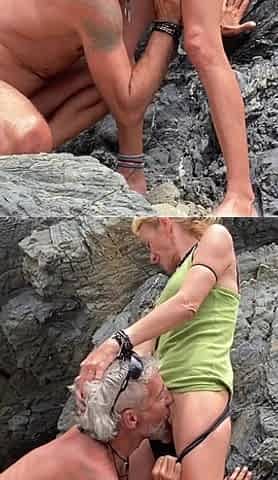 Little Spanish Blonde at The Beach - Eating Her Pussy and Sucking Cock
