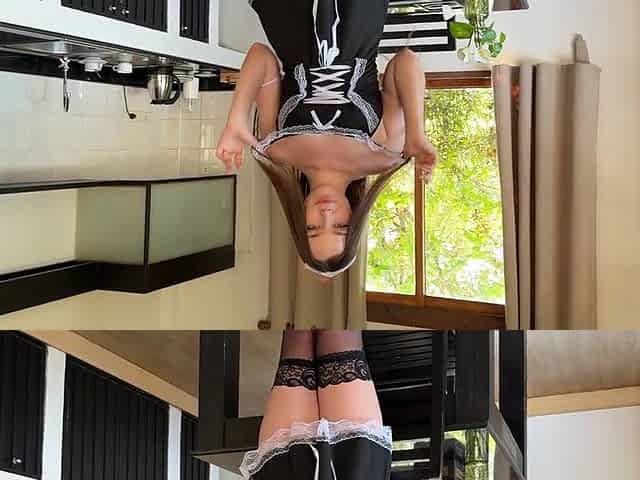 Nasty Maid Screws Herself in the Kitchen during the time that no One is Watching and has a ...