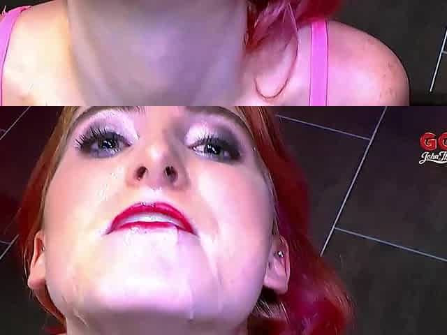 1st time college chick cum gulp bukkake in GGG John Thompson