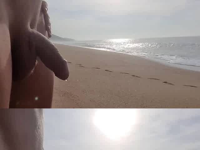 Me pissing on the beach in public and training my shlong to screw a lengthy time out of cum