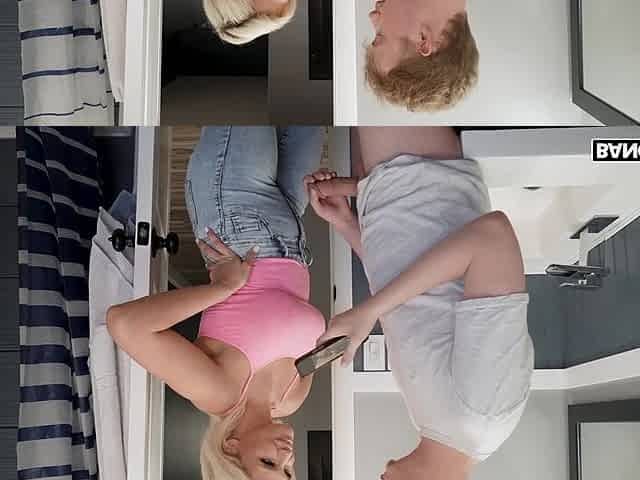 Charli Phoenix is sucking cock in the bathroom