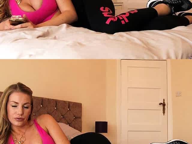 Beautiful blonde nanny and big boobed blonde MILF get pumped