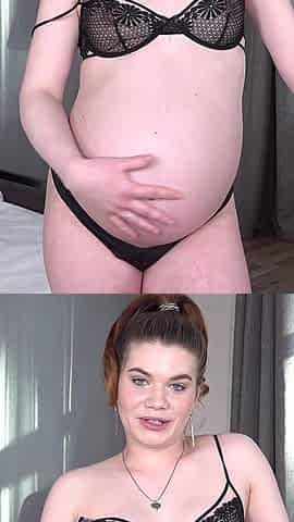 A Pregnant Bitch with a Hairy Pussy Enjoys Two Cocks