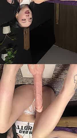 A pretty brunette hair decided to wank your rod with her legs and let u cum on her feet